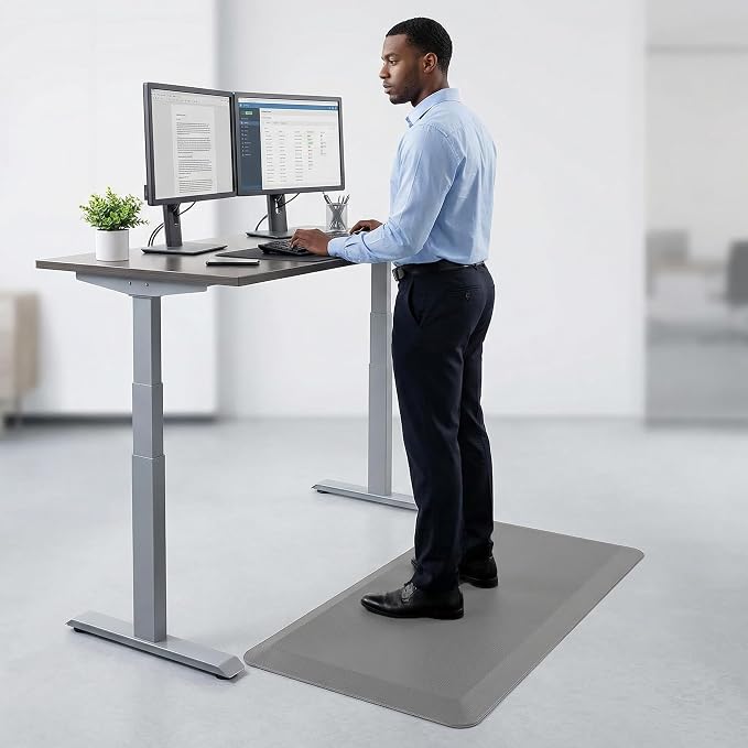 Anti Fatigue Floor Mat - 3/4 Inch Thick Kitchen Rug for Floor, Standing Desk Mat - Comfort at Home, Office, Garage - Non Slip Bottom, Durable and Stain Resistant (Grey, 20" x 39")