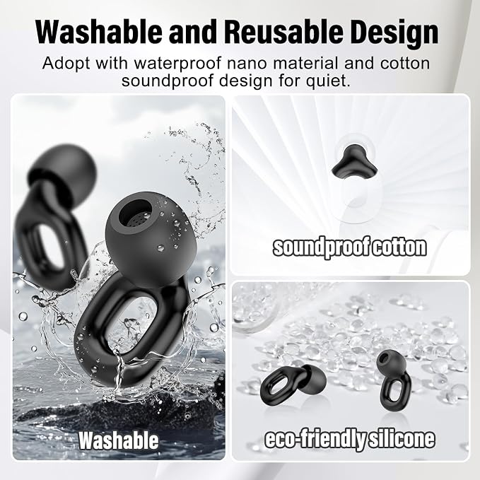 Ear Plugs for Sleeping, 35dB Noise Reduction Hearing Protection EarPlugs, Reusable Silicone Earplug, 7 Pair Eartips in XS/S/M/L Replaceable Single/Double Ear Plug for Sleep, Study, Work, Events