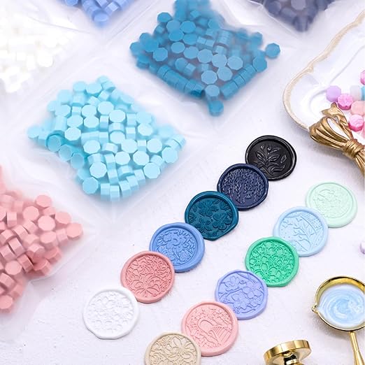 400Pcs Wax Seal Beads, 4 Colors Pine Green/Black/Pearl White/Silver Wax Seal Kit for Stamp Seals, Decor for Envelope Letter Wedding Invitation (Classic Color)