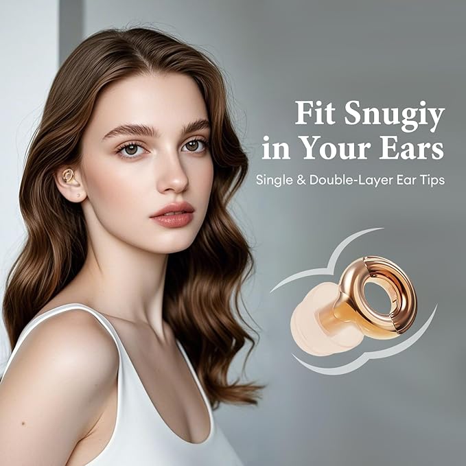 Noise Cancelling Ear Plugs 45dB – Reusable Silicone Earplugs for Sleeping, Snoring, Travel, Concerts & Work with 8 Eartips – Soft Comfortable Hearing Protection (Gold, One Size)