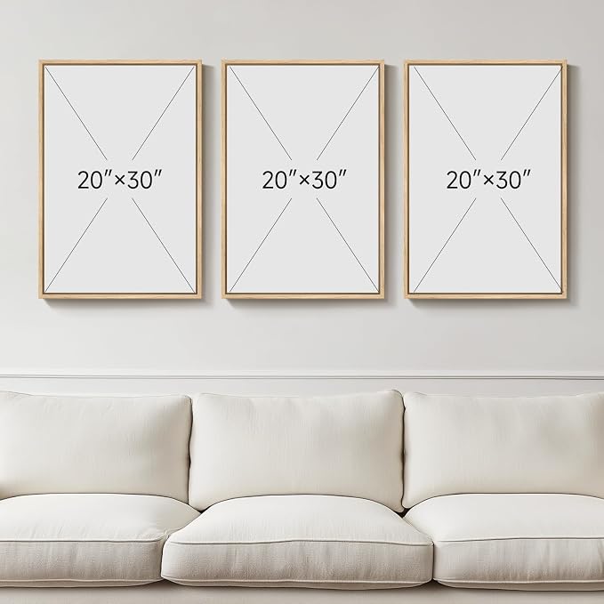 Large Framed Green and Beige Abstract Wall Art Set of 3, Modern Neutral Canvas Prints Paintings Artwork for Walls, Minimalist Abstract Pictures for Living Room Dining Room Bedroom Wall Decor 20x30 In