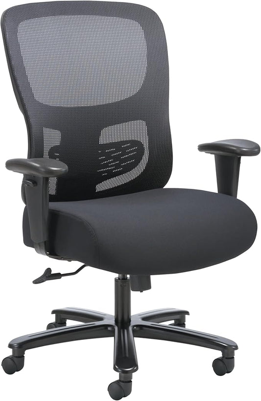 HON Sadie Big and Tall Ergonomic Office Chair, Heavy Duty Desk Chair, Black | Big and tall ergonomic office desk chair for desk work, lumbar support, adjustable arms, mesh comfort, 350 lb capacity