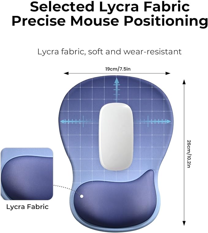 EooCoo Ergonomic Mouse Pad with Gel Wrist Rest Support Middle Concave Design, Relieve Wrist Pain Mousepad, Non-Slip Base for Laptop, Computer, Office Desk Accessories, Carpal Tunnel Syndrome Navy Blue