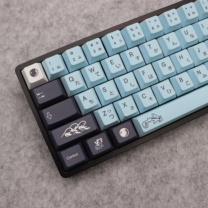JSJT Japanese Keycap Set-Sky Blue Keycaps 137 Keys PBT Dye Sublimation Custom Keycaps with 6.25u/7u Spacebar for DZ60/RK61/64/gk61/68/84/980/104 MX Switches Mechanical Keyboards