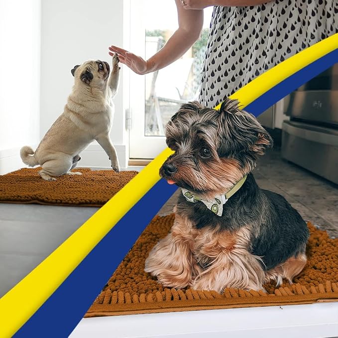 Muddy Mat® | Super Absorbent Door Mat Indoor, Microfiber Quick Dry Chenille Entryway Rug, Non-Slip Front Door Mat, Indoor Mats for Entryway, Machine Washable Pet Rug, Amber 16" x 24"