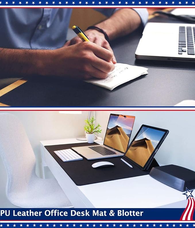 17 X 36 Inch Office Desk Pad Table Protector on Top of Desks PU Leather Desk Blotter Laptop Computer Gaming Under Keyboard Mouse Pad Waterproof Writing Mat Desktop Cover for Women Men Kids Girls White