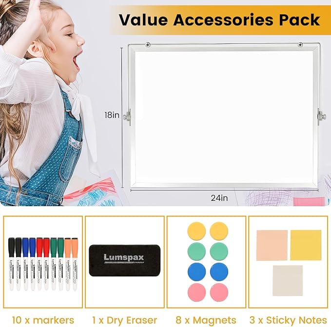 White Board with Stand, 24" x 18" Double-Sided Desktop Dry Erase Board, Portable Magnetic Whiteboard Easel for Kids Office Home School