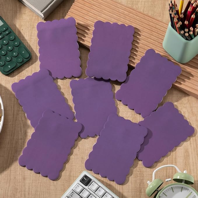 Eaasty 8 Pack Scalloped Aesthetic Sticky Notes Bulk Purple Colors Cute Wavy Self Sticky Note Pads 4" x 6" Blank Note Pads for Back to School Office Supplies 240 Sheets
