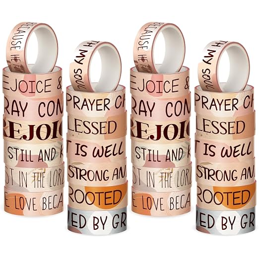 24 Rolls Back to School Christian Washi Tape Gifts Bulk Graduation VBS Religious Scripture Bible Verse Boho Faith Washi Tape for Bible Journaling Crafting Students BibleStudy Stationery