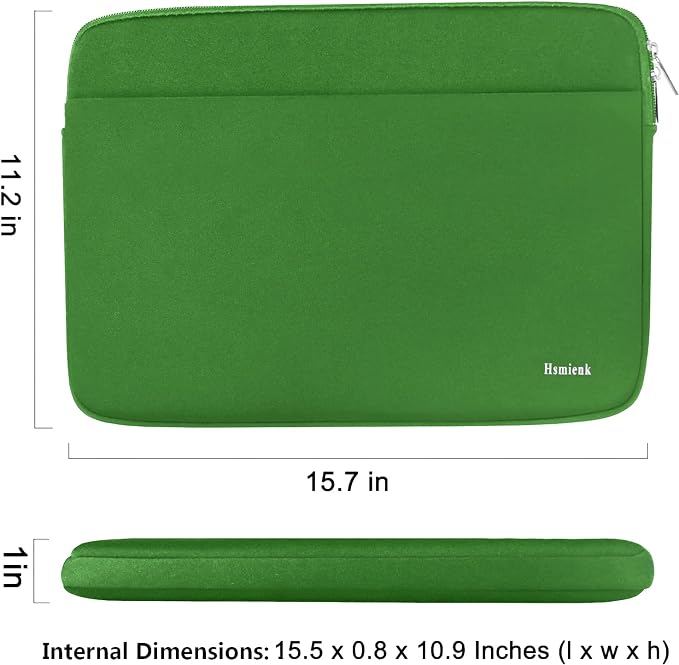 Laptop Sleeve 15.6 inch, Laptop Case Shockproof Protective Notebook Bag with Accessory Pocket, Briefcase Carrying Computer Sleeve for 15.6" HP, ASUS, Dell, Lenovo, Acer -Green