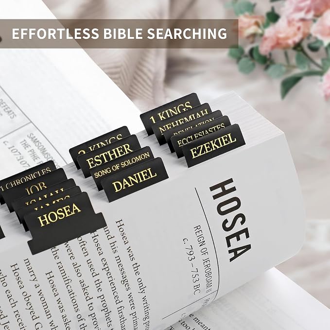 Bible Tabs for Women & Men, Bible Tabs for Study Bible, Large Print Bible Tabs for Easy Navigation, Bible Index Tabs, 66 Tabs Old & New Testament, Extra 9 Blank Tabs - Black
