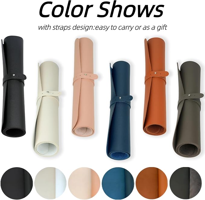Desk Pad Mat PU Leather Non-Slip Water-Resistant Desk Matt for Desktop Large Mouse Pad for Office and Home Black 23.6" x 13.8"