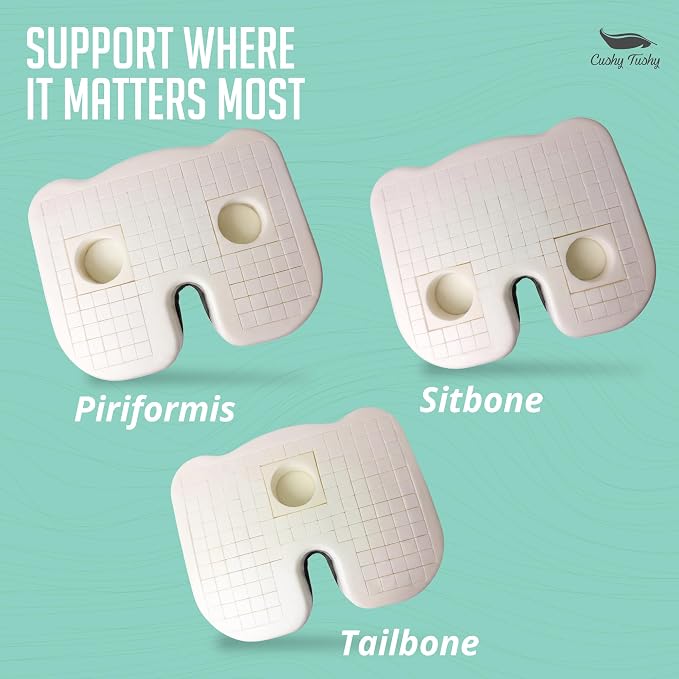 Cushy Tushy Premium Customizeable Seat Cushion, Gray | Moveable Holes, Customizable High Quality Foam, Relief for Lower Back, Sciatic, & Tailbone Pain