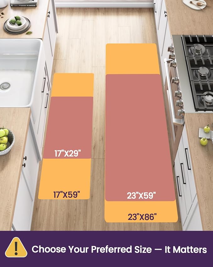 DEXI Kitchen Floor Mats Anti Fatigue, 23x86 Large Long Cushioned Vintage Runner Rug Waterproof, Standing Comfort Memory Foam Padded for Front Sink Laundry Office, Pale Grey