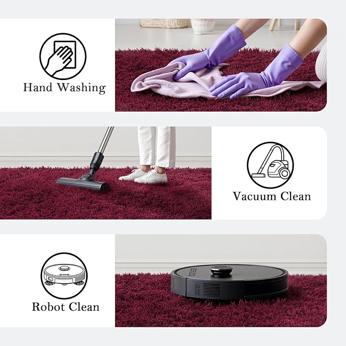 Rugs for Living Room 6x9, Alfombras para Salas Shag Large Plush Soft Area Rug, Shaggy Carpets for Bedroom,Home Decor Aesthetic(Burgundy, 6 x 9)