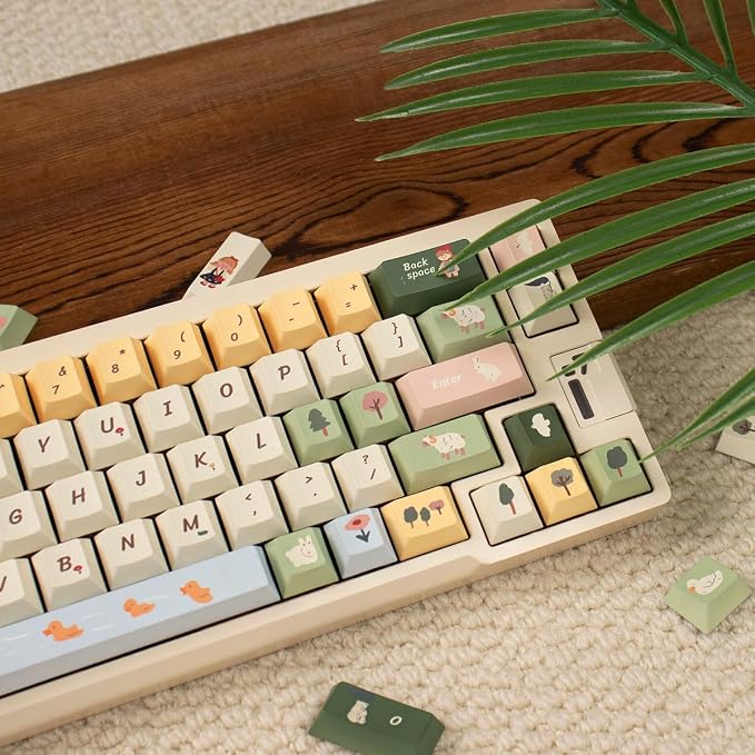 Sumgsn 152 Keys PBT Custom Keycaps Dye Sub Cherry Profile Spring Ranch Keycap Set Fit for 61/64/87/104/108 Cherry Mx Switches ISO ANSI Alice Keyboard Mechanical Keyboards