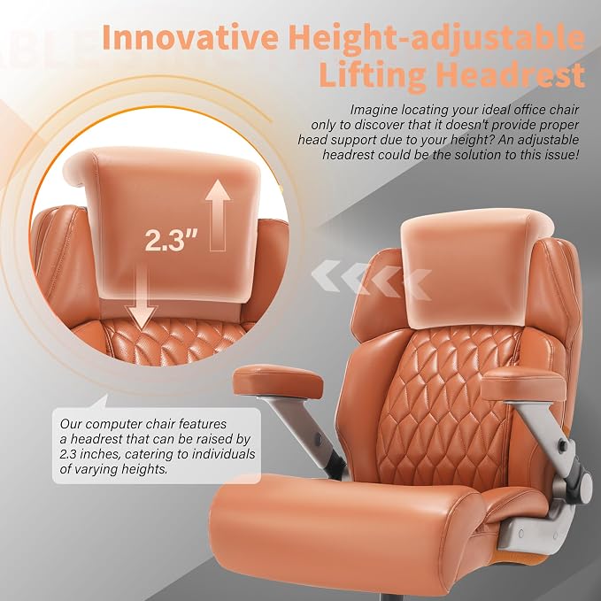 Big and Tall Office Chair 700lbs, Ergonomic High Back Computer Desk Chair | Adjustable Headrest&Lumbar Support, 3D Flip Arms, Large Wheels, Heavy Duty Metal Base, Thick Padded Wide Seat Executive Chair