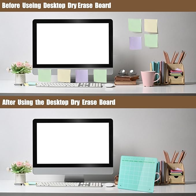 Calendar Dry Erase Board,12"X10",Acrylic Desk Calendar with Stand,Green Dry Erase Board for Home Office School-YL-G-2530