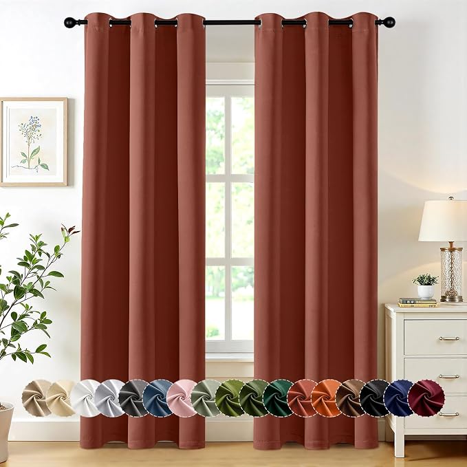 MIULEE Blackout Curtains for Bedroom Living Room 2 Panels, Thermal Insulated Room Darkening Drapes Grommet Noise Reducing Light Blocking Window Treatments 84 Inches Long 40x84 Inch Terracotta