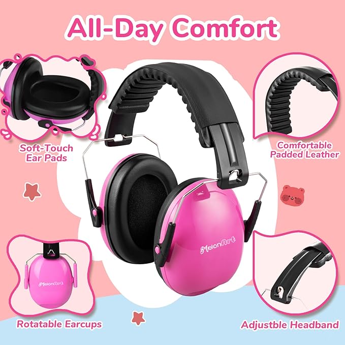 MelonArt Kids Ear Protection Ear Muffs Noise Cancelling Headphones for Kid Toddler Adult Autism Sensory, 27dB Noise Reduction Earmuffs Hearing Safety for Shooting Monster Truck Concert Fireworks