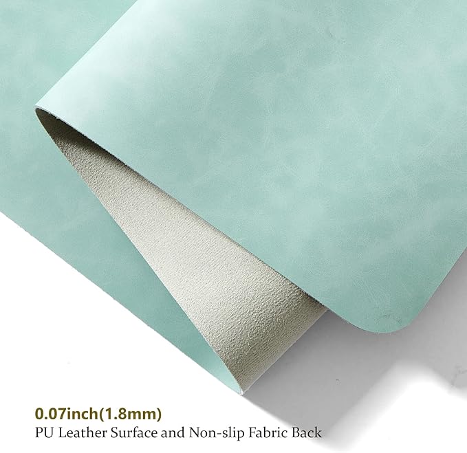 Distressed Leather Desk Mat - Non-Slip PU Desk Pad for Office and Home - Desk Organization and Accessories - Ideal for Large Mouse Pad and Desk Mats on Top of Desks(Mint Green,47.2"x 17")