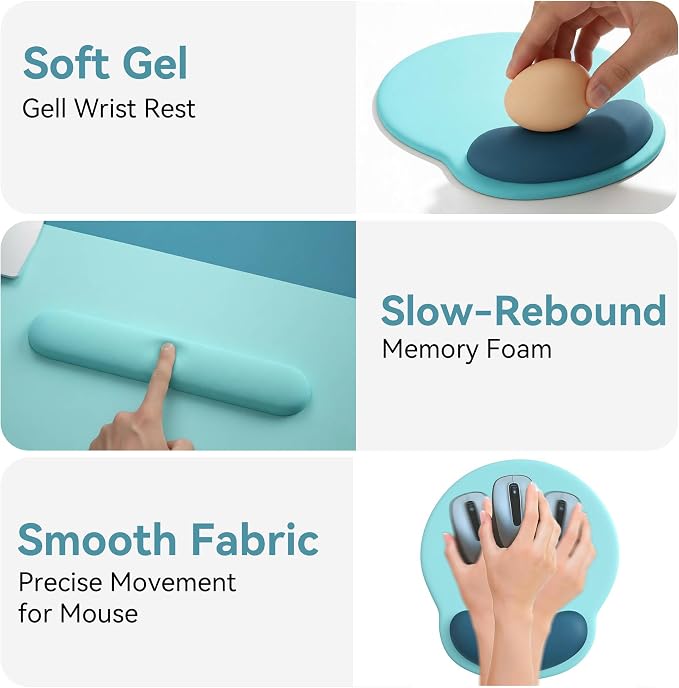 Mouse Pad with Keyboard Wrist Rest,Ergonomic Mouse Pad Wrist Support PU Base with Coaster,Mousepad with Nonslip Base for Computer Laptop Keyboard Home&Office