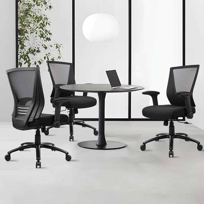CLATINA Big and Tall Office Chair - Extra Wide Thick Seat, Heavy Duty High Back Executive Desk Chair with Adjustable Armrests, Ergonomic Mesh Computer Chair for Home Office Conference, 500LBS, 2 Pack