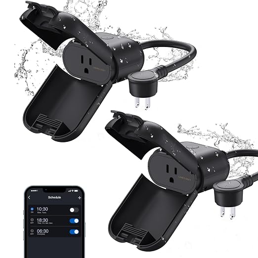 ELEGRP PQR11 Smart Outdoor Dimmer Plug Waterproof IP66, WiFi Plug Works with Alexa & Google Assistant, for String Lights, No Hub Required, UL Certified, 2 Pack, ASP001-11