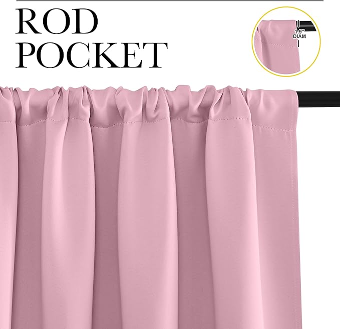 NICETOWN RV Blackout Curtains for Camper Windows, Rouge Pink, 29" Wide by 40" Long, 2 PCs, Short Blackout Curtains & Drapes, Thermal Insulated Blackout Curtain Panels for Kids Room, Play Room