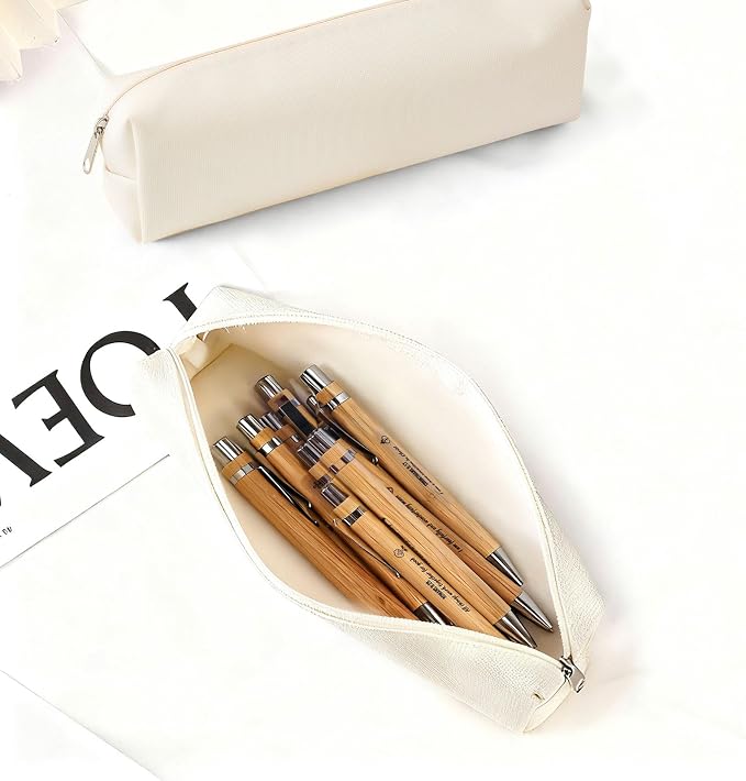 Bible Verse Pens 25 Pcs with 12 Christian Pens & 12 Refills & 1 White Pen Pouch Bamboo Retractable Ballpoint Pens Inspirational Quote Pen Religious Gifts for Men Women