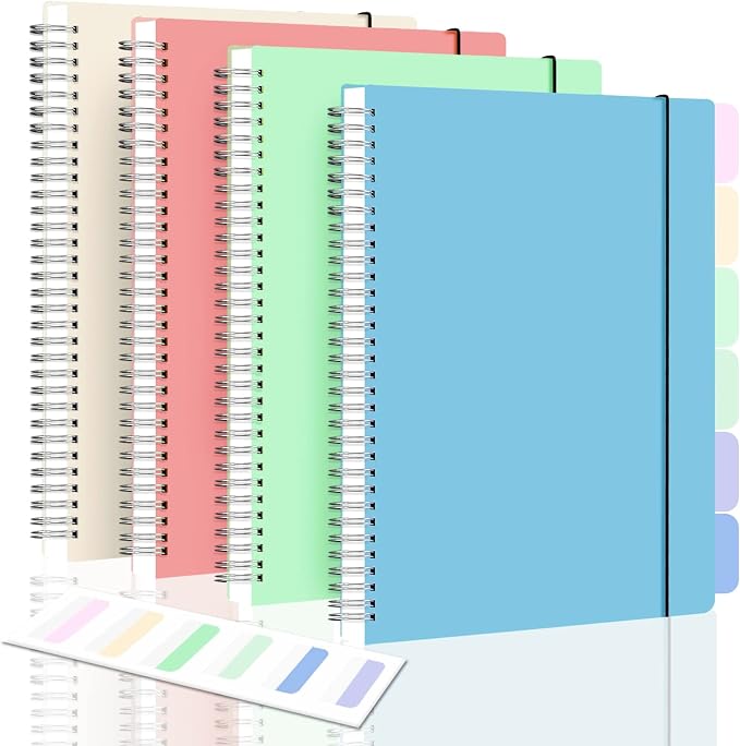 Graph Paper Notebook, Spiral Notebook, Large B5 Graph Notebook Journal, 8" x 10" Graphing Grid Notebooks for Lab, Engineering, Math, School, Work, 24pcs Index Tabs, Assorted Pastel, 5 Squares/Inch