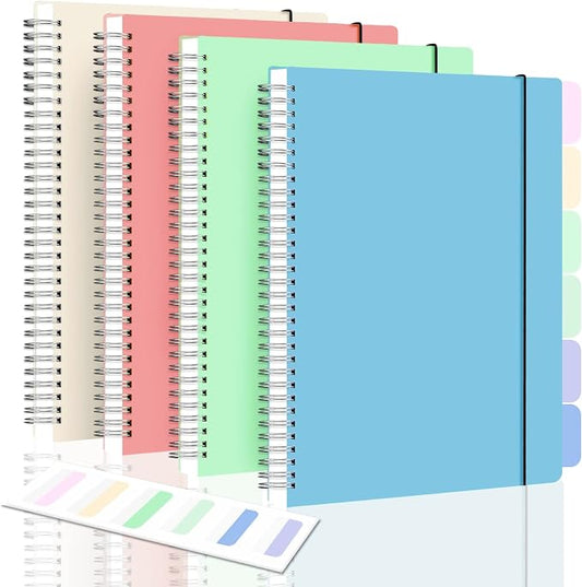 Graph Paper Notebook, Spiral Notebook, Large B5 Graph Notebook Journal, 8" x 10" Graphing Grid Notebooks for Lab, Engineering, Math, School, Work, 24pcs Index Tabs, Assorted Pastel, 5 Squares/Inch