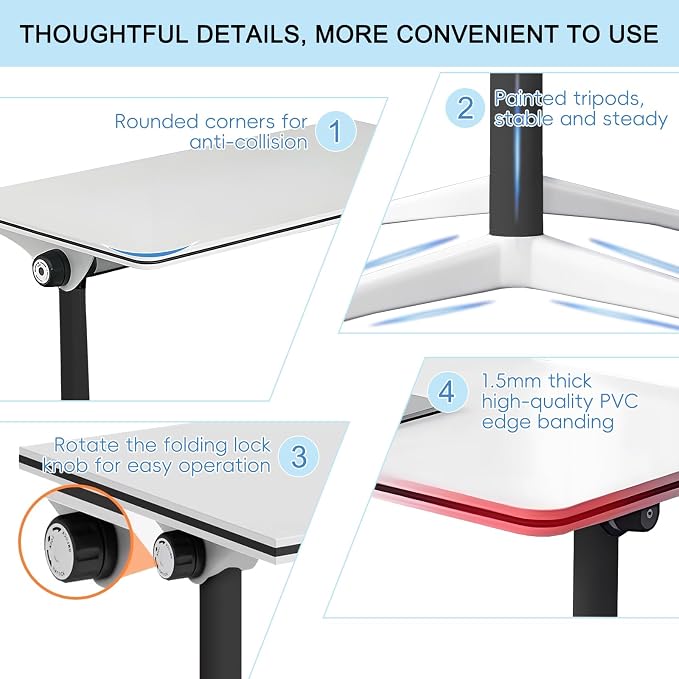 Folding Conference Table with Flip-Top & Locking Wheels, Training Table with Metal Frame – Modular, Space-Saving Design for Office, Meeting, and Classroom Use