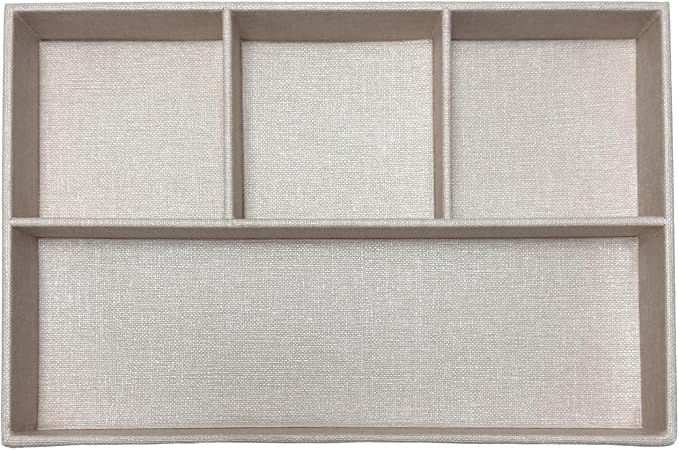 UnionBasic Flat 4-Slot Drawer Tray Desk Stationery Sundries Gadget Organizer Storage Box Pen Pencil Holder Case Container, Beige