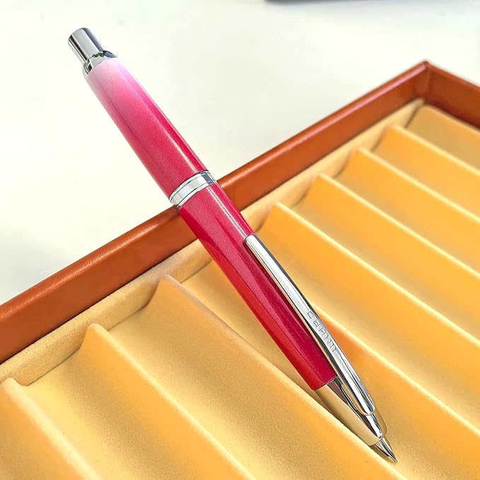 Jinhao 10 Retractable Fountain Pen, Rose Red EF Writing Pen with Converter and Pen Box
