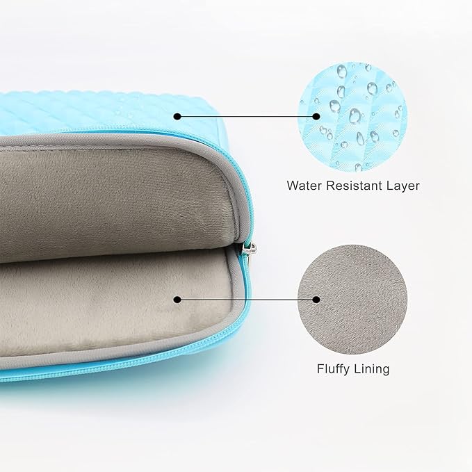 RAINYEAR 15 Inch Laptop Sleeve Diamond Foam Shock Resistant Padded Case Fluffy Lining Cover Carrying Bag Compatible with 15.4" MacBook Pro/Air, Surface Laptop 3/4 15", New XPS 15 Touch (Blue)
