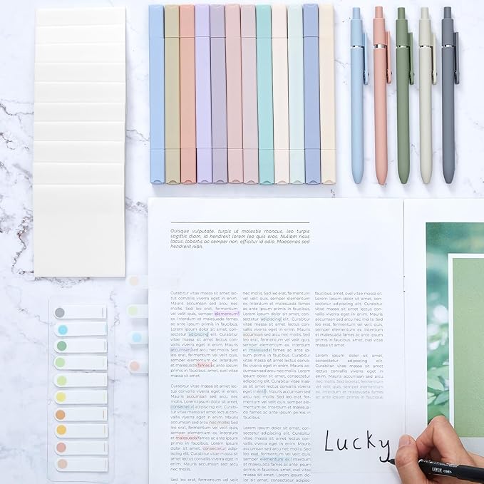 Jutom 38 Pcs Bible Journaling Study Kit for Women, Book Annotation Supplies with Highlighters Pens, Tabs, Sticky Notes, Markers for Christian Office Bible Study Supplies(Clear,Square)
