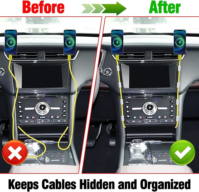 12 Pcs Car Trim Cable Clips, Car Cable Management Wire Organizer Cord-W(02) | Neatly Organize Cables for Vehicle Interior, Easy Installation, Ideal for Phone Chargers, Dash Cams and More
