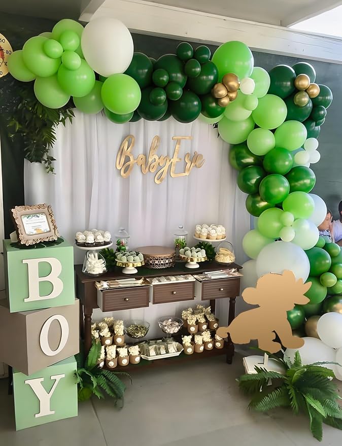 Green Balloon Arch Garland Kit,131PCS Graduation Balloon Arch Kit, Shades of Green and Gold Balloons in Different Sizes for Graduation Party 2026, Jungle Safari Birthday, Baby Shower Decor