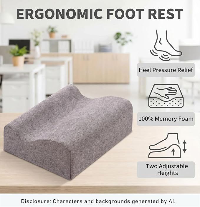 Foot Rest for Under Desk at Work,At Work Soft Ergonomic Footrest,Support Foot Pillow,Heel Chair,Leg Elevation Pillow(Dark Gray)