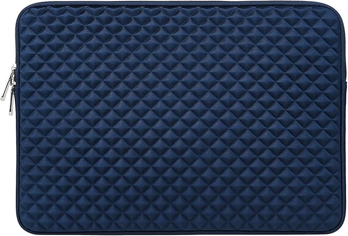 RAINYEAR 15 Inch Laptop Sleeve Diamond Foam Shock Resistant Padded Case Fluffy Lining Cover Carrying Bag Compatible 15.4" MacBook Pro/Air, Surface Laptop 3/4 15", New XPS 15 Touch (Navy Blue)