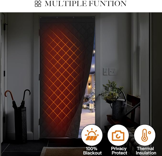 RYB HOME Summer Heat Blocking Thick Quilted Insulated Curtains, Thermal Insulated Curtains Room Divider for Energy Saving Window Treatment for Bedroom Living Room, W36 x L86, Black, 1 Panel