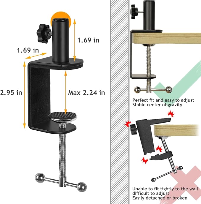 Razer Seiren Mini Boom Arm Mic Stand with Pop Filter, Shock Mount, Upgraded Heavy Duty Clamp, Adjustable Suspension Scissor Boom Arm Stand for Razer Seiren Mini USB Streaming Microphone Frgyee