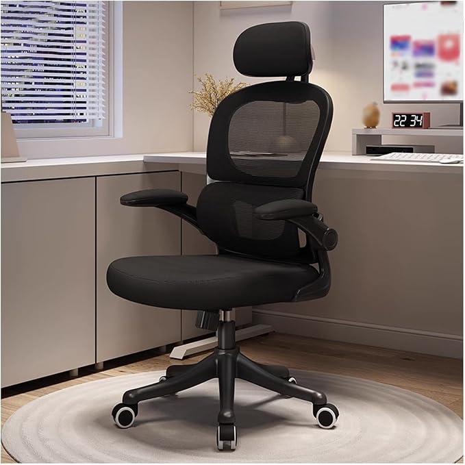 Ergonomic Heavy Duty Executive Task Chair with Adaptive Lumbar Support & Headrest, Breathable Mesh Swivel Desk Office Chair with Flip Up Armrest