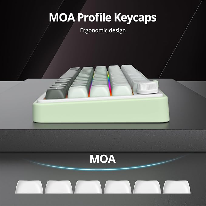 Guffercty kred MOA Profile Keycaps Set 132 PCS, PBT Keycaps Compatible with Cherry MX Switch 60% 65% 75% 100% Mechanical Keyboards for Gaming & Office (MOA-Gradient Green)