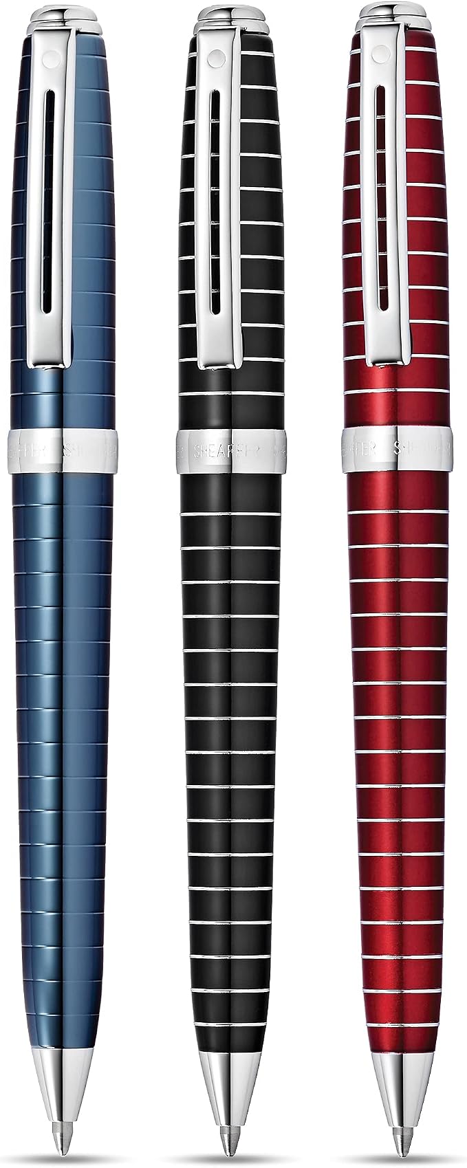 Sheaffer Prelude Black Lacquer w/Horizontal Line Engraving Ballpoint Pen