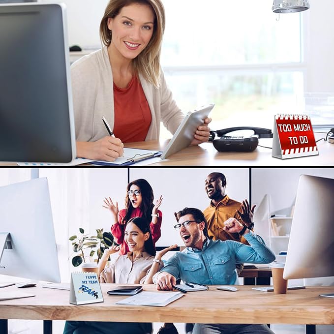Office Desk Sign,Funny Signs,30 Different Fun and Flip-Over Messages for Desk Accessories，Office Accessories for Presents desk Accessories