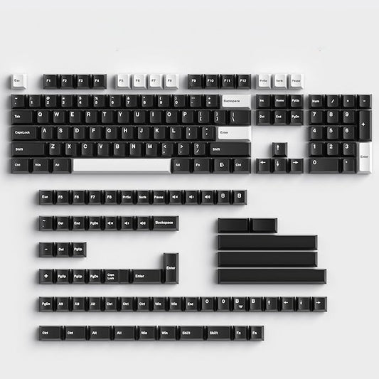 Fogruaden White on Black Keycaps, Cherry Profile PBT Doubleshot keycaps, Minimalist Style Black and White Keycap, 168 Keys Custom Keycaps for Mechanical Keyboard(WOB)