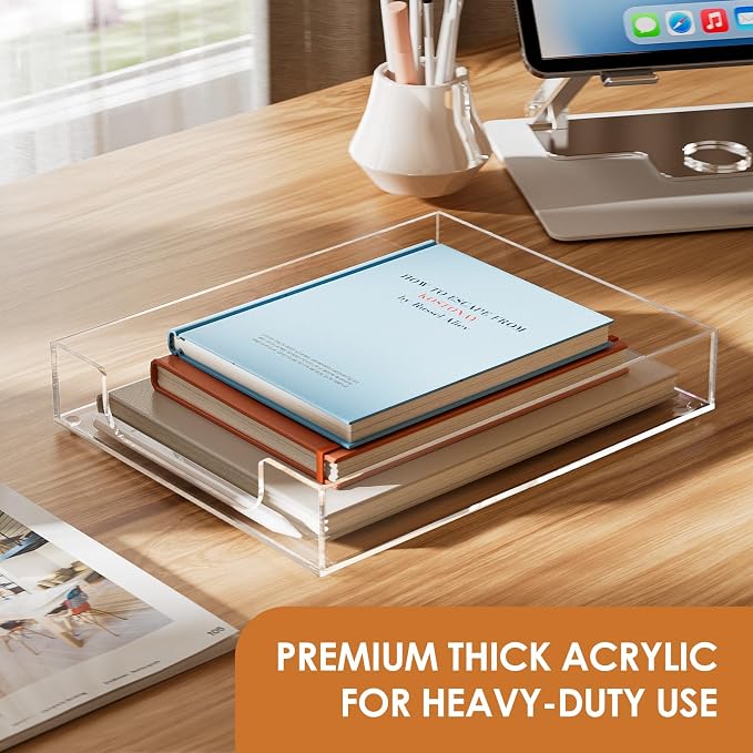 MaxGear Acrylic Letter Tray | Clear Desk Organizer for Papers, Documents, Notebooks, Multi-Function File Tray, Desktop Organizer for Office, Home