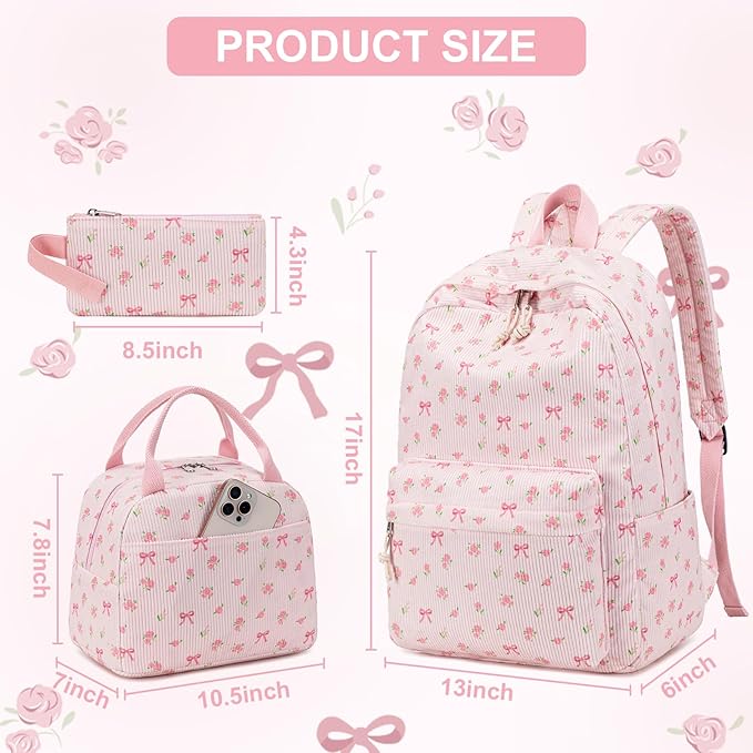 BTOOP School Backpacks for Teen Girls Bookbags Lightweight Kids Backpack School Bags Set with Lunch Box Pencil Case